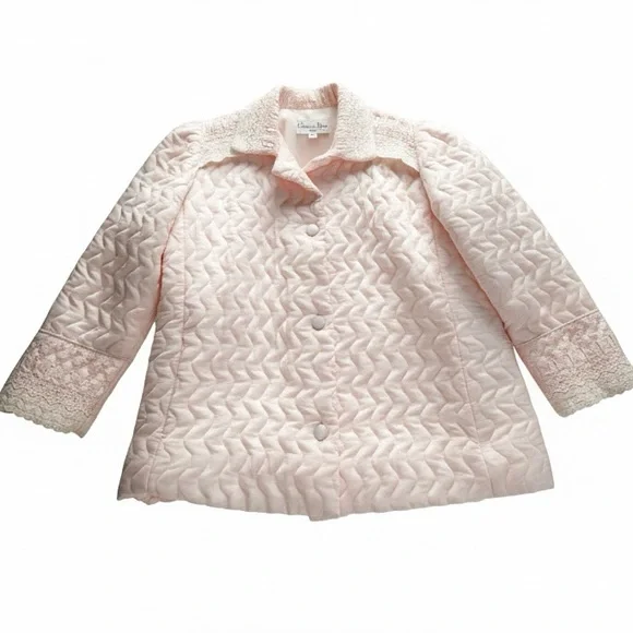 Vintage Christian Dior Quilted Satin Bed Jacket Romantic Coquette Regency - Picture 2 of 13